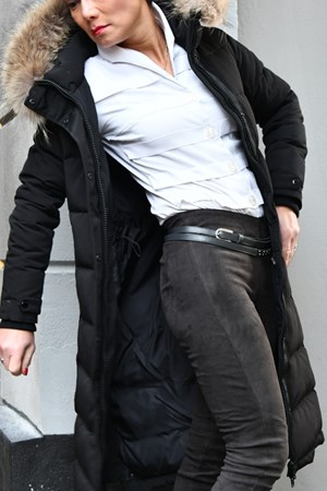 ROCKANDBLUE Dunfrakke. Style:  Lizzie Coat. Black / Natural Raccoon. Limited Edition: 3.999,- V.I.P. Pris: 3.699,-