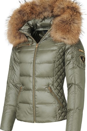ROCKANDBLUE Dunjakke. Style: Rita. Army / Natur Raccoon. OUTLET: 2.000,-