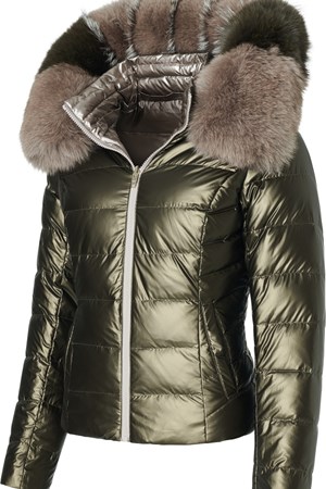 LIMITED EDITION. ROCKANDBLUE Dunjakke. Style: Chill FX. Reversibel. Army / Silver. Obs! Uden Pels. Str, 40/42. Limited Edition: 3.999,- Spar. 20% V.I.P. Rabat