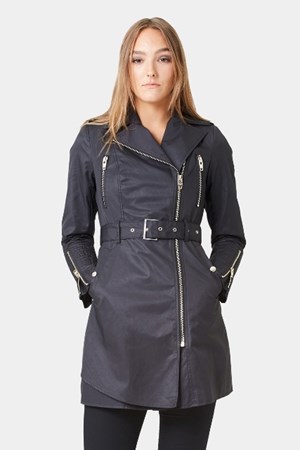 ROCKANDBLUE Trenchcoat. Style: Aura. Black.  OUTLET: 500,-