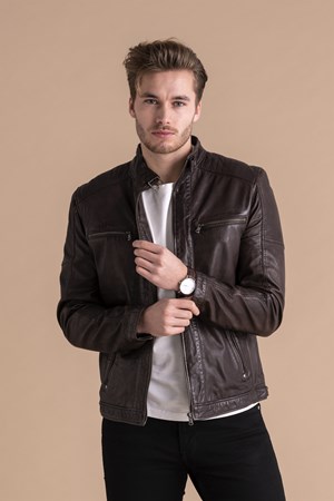 Molltan Herre skindjakke. Style:2130. Lam / Dark Antik Brown. Top-10: 2.600,- V.I.P. Pris: 2.249,-